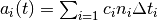 a_{i}(t)=\sum_{i=1} c_{i} n_{i}\Delta t_i